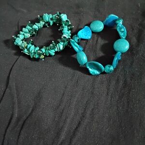 Chic Turquoise Gemstone Bracelet Duo